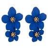 1 Pair Ladies Fashion Geometric Flower Earrings(Royal Blue)