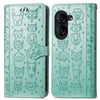For ASUS Zenfone 10 Cat and Dog Embossed Leather Phone Case(Green)
