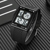 SKMEI 1967 Stainless Steel Buckle PU Strap Waterproof Electronic Watch(Black Gold)