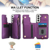 For Samsung Galaxy S22 5G Double Flap Zipper RFID Leather Phone Case with Short Lanyard(Dark Purple)