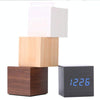 Multicolor Sounds Control Wooden Clock Modern Digital LED Desk Alarm Clock Thermometer Timer White Green