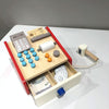 Children Wooden Simulation Cash Register Supermarket Credit Card Machine Pretend Play Toy(White)