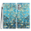 For Samsung Galaxy A56 5G 3D Pattern Leather Phone Case(Blue Base Apricot Flower)