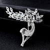 Women Fashion Crystal Zircon Cute Deer Brooch(Silver)