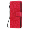 For LG K22 / K22 Plus Sun Embossing Pattern Horizontal Flip Leather Case with Card Slot & Holder & Wallet & Lanyard(Red)