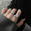 925 Sterling Silver Ladies Irregular Crystal Onyx Open Ring, Specification:J1861