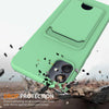 For Samsung Galaxy M05 / F05 Integrated Card Bag Solid Color Liquid Silicone Phone Case with Lanyard(Green)