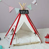 Red Cat Tent, Small Wooden Pet Kennel with Washable Cushion, 40x40x50cm