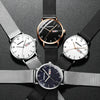 BINBOND B3820 30M Waterproof Ultra-thin Quartz Luminous Starry Watch, Color: Black Leather-Rose Gold-White