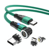 ENKAY PD60W Type-C to Type-C / 8 Pin / Micro USB Magnetic 540 Degrees Rotating Fast Charging Cable, Length:2m(Green)
