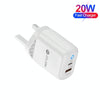 PD04 Type-C + USB Mobile Phone Charger with Type-C to 8 Pin Cable, UK Plug(White)