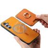 For Samsung Galaxy M34 / F34 5G Retro Cross Leather Ring Vertical Insert Card Bag MagSafe Phone Case(Yellow)