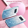 For Samsung Galaxy S8 Gradient Glitter Flower All-inclusive Phone Case(Blue)