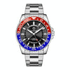 Ochstin 5019B Multifunctional Waterproof Stainless Steel Strap Quartz Watch(Silver+Blue+Red)