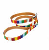 Durable Canvas & PU Dog Lead, Medium 2x120cm, Colourful Stripe