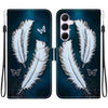 For Samsung Galaxy A55 5G Crystal Texture Colored Drawing Leather Phone Case(White Butterfly Feathers)