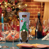 Christmas Cartoon Wine Bottle Cover Holiday Party Decoration Gift Bag(Black)