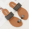 Women Summer Sandals Bohemian Style Buckle Seaside Flats Shoes, Size: 37(Black)