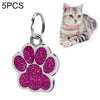 5x Purple Engraved Pet ID Tags, Zinc Alloy, Footprint Shape