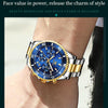 OLEVS 2870 Men Multifunctional Chronograph Three Eyes Waterproof Quartz Watch(Blue + Gold)