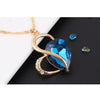 Cute Heart Shaped Crystal Stud Necklace Jewellery Set(Blue)