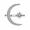 Female Star Moon Rings Crystal Ring Staking Jewelry(Silver)