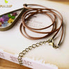 Women Retro Handmade Natural Dried Flowers Long Necklaces Pendants 70cm