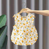 Children Summer Sleeveless Bibs Flowery Eating Reversible Clothes, Style: Yellow Sunflower(Size: 90)