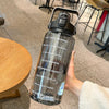 GYBL4503 2000ml Large-capacity Outdoor Sports Water Bottle with Straw, Spec: Black+Stickers