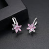 Cute Romantic Lovely Clear Stone Flower Shape Convenient Simple Stud Copper Cubic Zirconia Earrings(Blue)