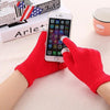 Winter Touch Screen Gloves Women Men Warm Stretch Knit Mittens Imitation Wool Thicken Full Finger Gloves(C-Red)