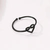 Girl Fashion Cute Simple Heart Hollow Open Adjustable Rings(Black)