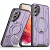 For Samsung Galaxy S21 5G Rotating Ring Holder Magnetic MagSafe Phone Case(Purple)