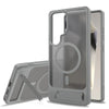 For Samsung Galaxy S23 Ultra 5G Frosted Holder PC Hybrid TPU MagSafe Phone Case(Dark Grey)