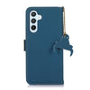 For Samsung Galaxy A36 5G Genuine Leather Magnetic RFID Leather Phone Case(Blue)