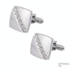 Plain Diamond Shiny Brushed Cufflinks Tie Clip Set(Silver)