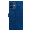 For iPhone 12 Lace Floral Embossed Magnetic Buckle Leather Phone Case(Blue)