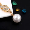 Set Jewelry (1 Pair Earrings and 1 PCS Necklace Included) Chic  Pearl and Rhinestone Pendant Necklace and Earrings