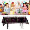 137x183cm Happy Birthday PET Aluminum Film Tablecloths Disposable Waterproof Party Decorative Table Cloth, Style: English Pink Balloon