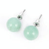 1 Pairs DIY Simple Round Natural Agate Stone Women All-match Stud Earrings(Green Jade)