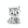 S925 Sterling Silver Pendant Cute Little Tiger Beads DIY Bracelet Necklace Accessories