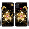 For Samsung Galaxy A21s Crystal Texture Colored Drawing Leather Phone Case(Gold Flower)