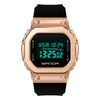 SANDA 9006 Tempered Mirror Luminous Waterproof Dual Display Electronic Watch(Black Rose Gold)