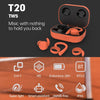 T20 TWS Bluetooth Hooks Wireless Sports Headphones with Charging Box IPX6 Waterproof Noise-cancelling Earphones(Gray)