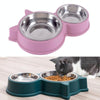 Pink Cat Ear Double Food & Water Bowl - Stainless Steel