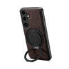 For Samsung Galaxy S25+ 5G Denior A14 Skin Feel Rotating Holder MagSafe Phone Case(Brown)