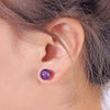 1 Pairs DIY Simple Round Natural Agate Stone Women All-match Stud Earrings(Amethyst Stone)