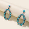 Water Drop Cutout Pendant With Turquoise Vintage Earrings(EA1021)