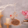 Christmas Tree Wooden Plush Elk Pendant Festival Decorations(Brown)