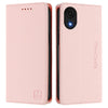 For Samsung Galaxy A04 Core RC01 Dual-Folded Magnetic Suction RFID Leather Phone Case(Pink)